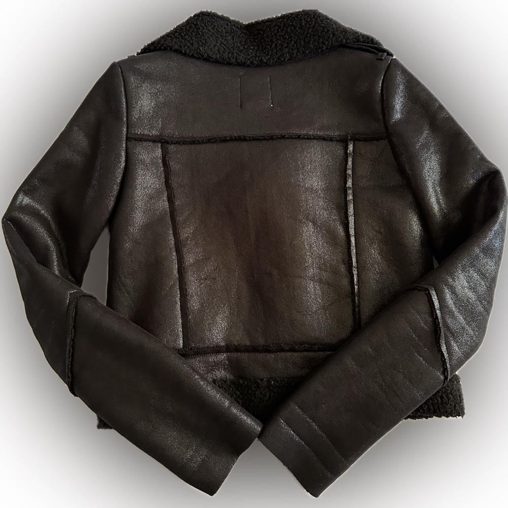 Unif Black Sabbath Faux Leather Sherpa Moto Jacket small - Picture 3 of 7